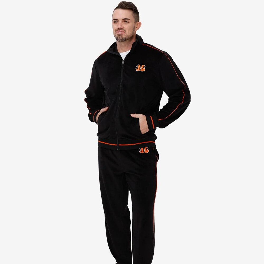 Cincinnati Bengals Velour Zip Up Track Suit - 2xl Top & XL Pants
